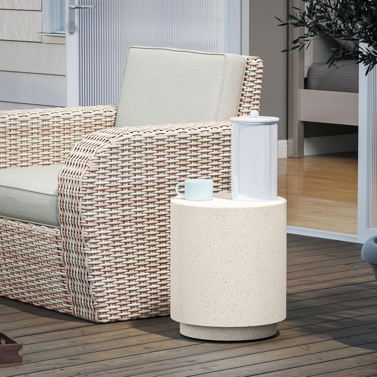 BEISTELLTISCH Anorganisches Erzpulver Cremeweiß - Creme, Naturmaterialien (37/37/43cm) - HOMCOM