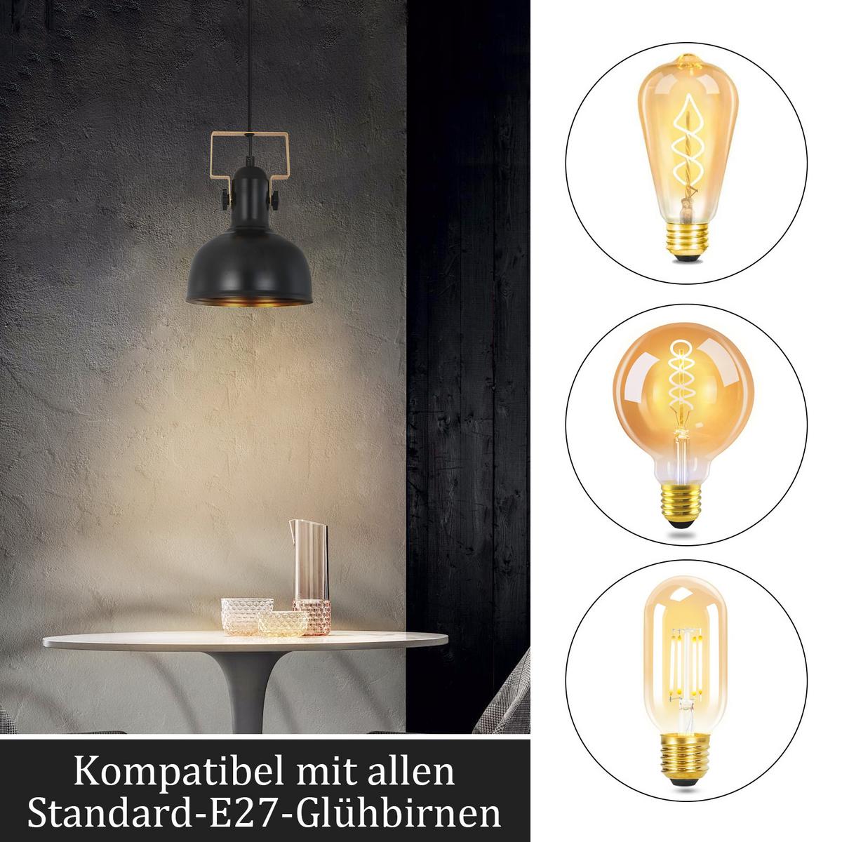 PENDELLEUCHTE Thilo 1-flammig 18/18/175 cm - Schwarz, Metall (18/18/175cm) - Nettlife
