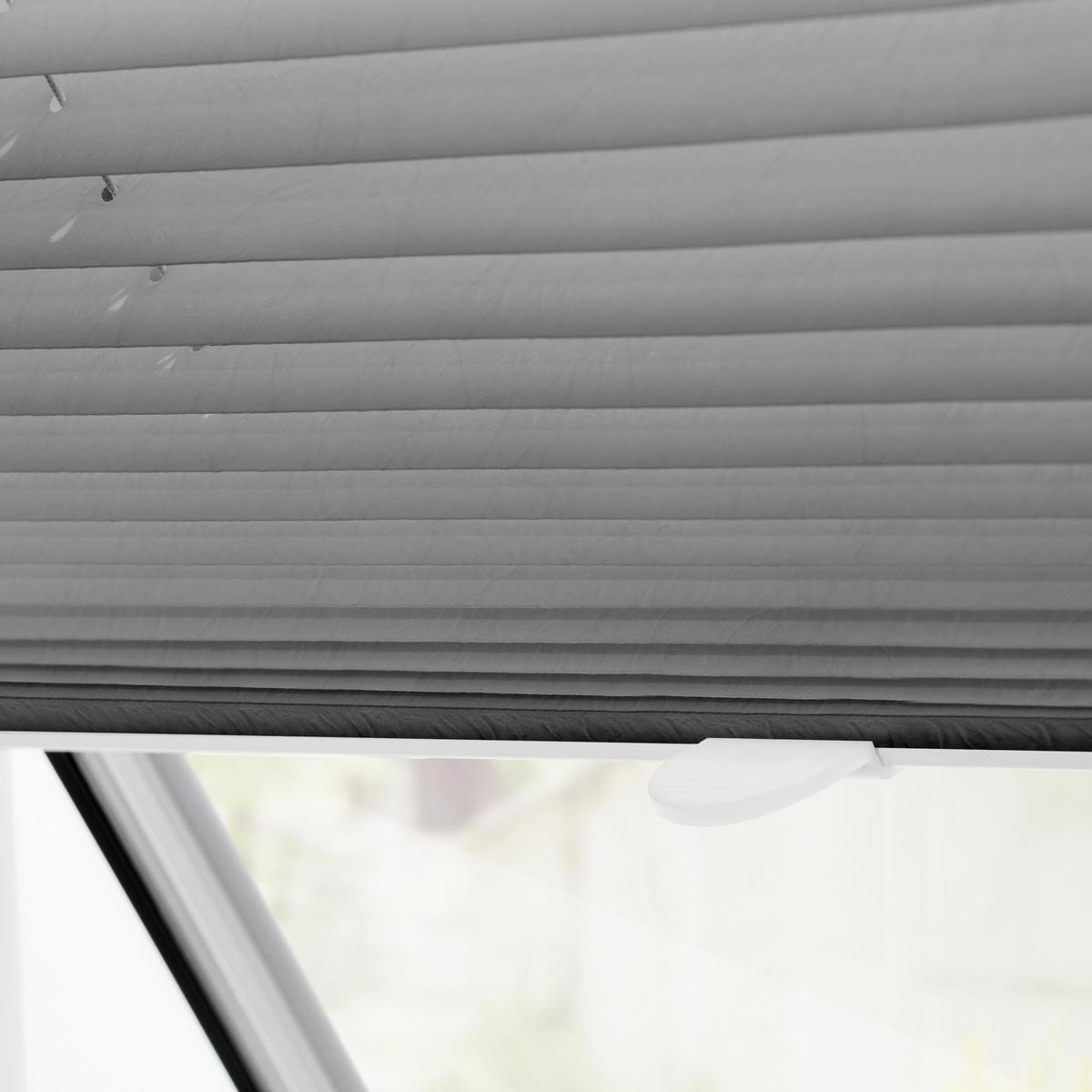 DACHFENSTER PLISSEE HAFTFIX, OHNE BOHREN Grau, 100 cm, 59.3, 100 - Grau, Textil (59.3/100cm) - Lichtblick Original