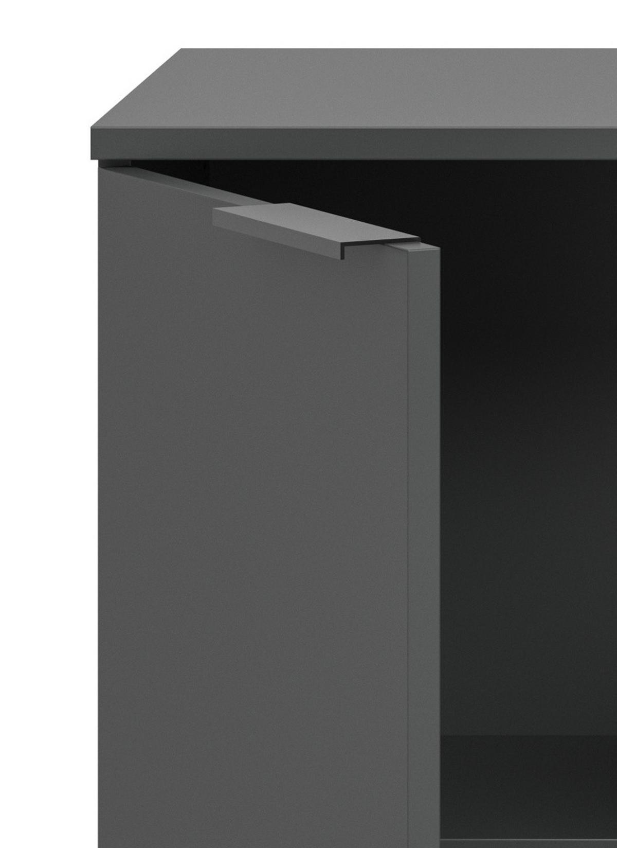 SIDEBOARD grau 185 x 80 cm, Kommode mit viel Stauraum - Schwarz/Grau, Holzwerkstoff/Kunststoff (185/80/35cm) - Inn.Furn