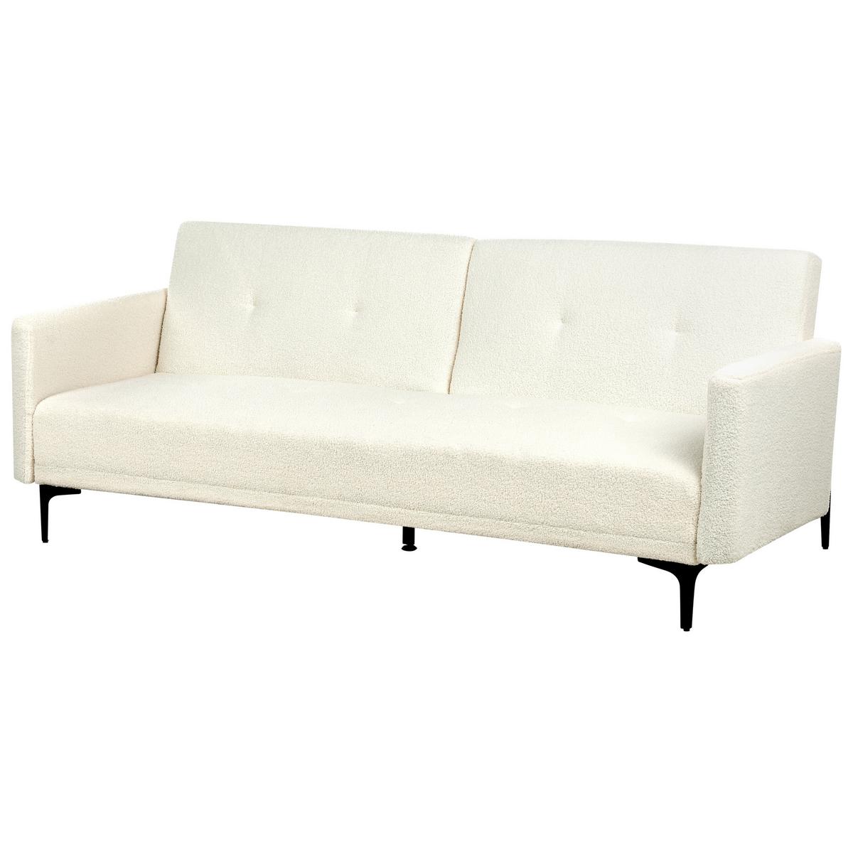 3-SITZER-SCHLAFSOFA Bouclé cremeweiß/schwarz Lucan - Schwarz/Weiß, Textil (191/75/91cm) - Beliani