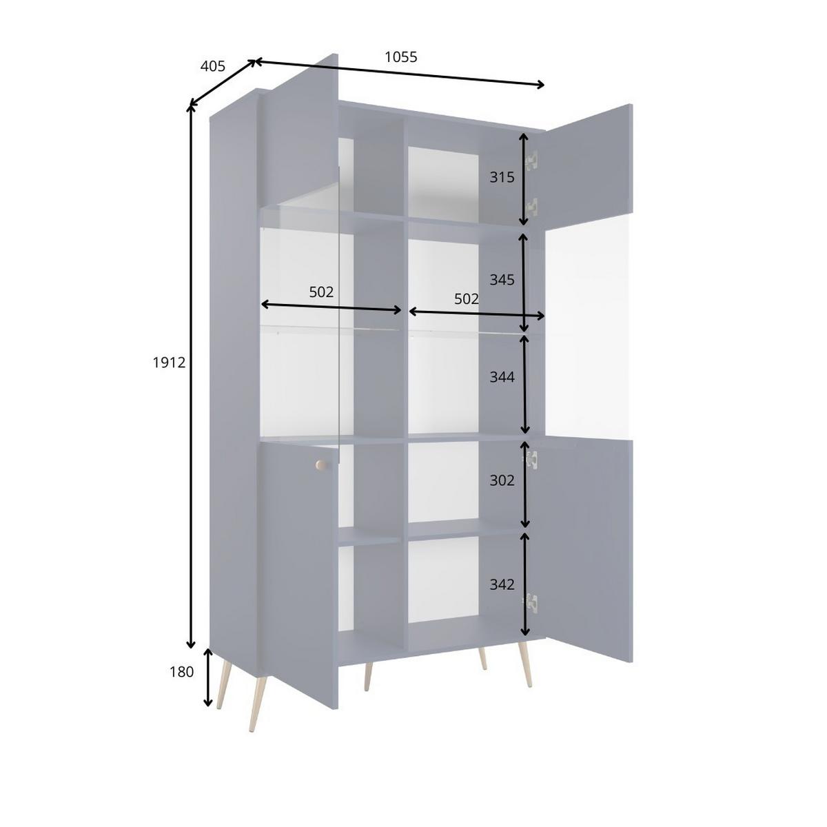 VITRINE SFERA 191,2/105,5 cm in Blau - Blau, Holzwerkstoff (105.5/191.2/40.5cm) - MASSENO