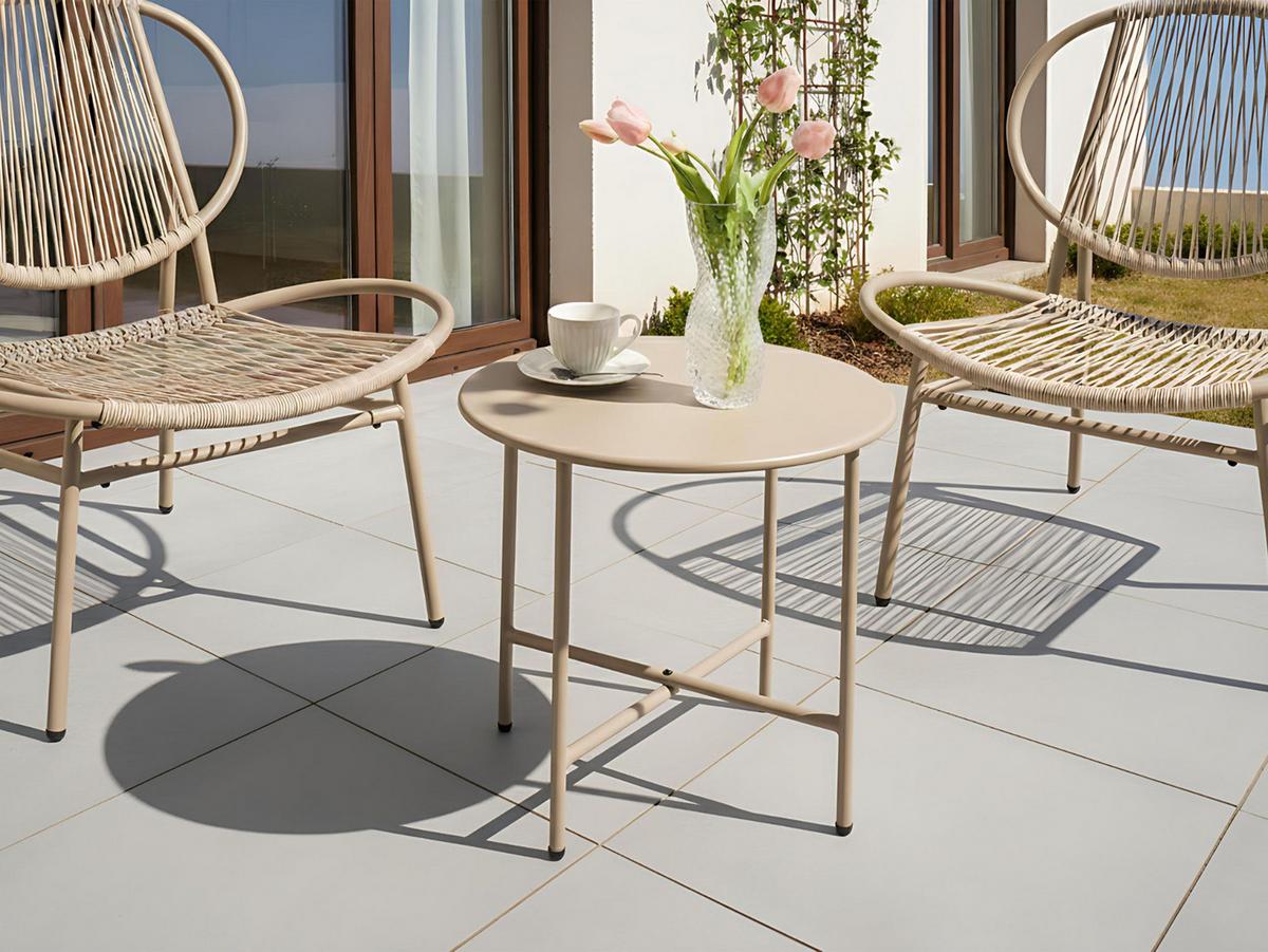 BISTROTISCH 50/50 cm Metall Beige Ovaro - Beige, Metall (50/50/45cm) - Beliani