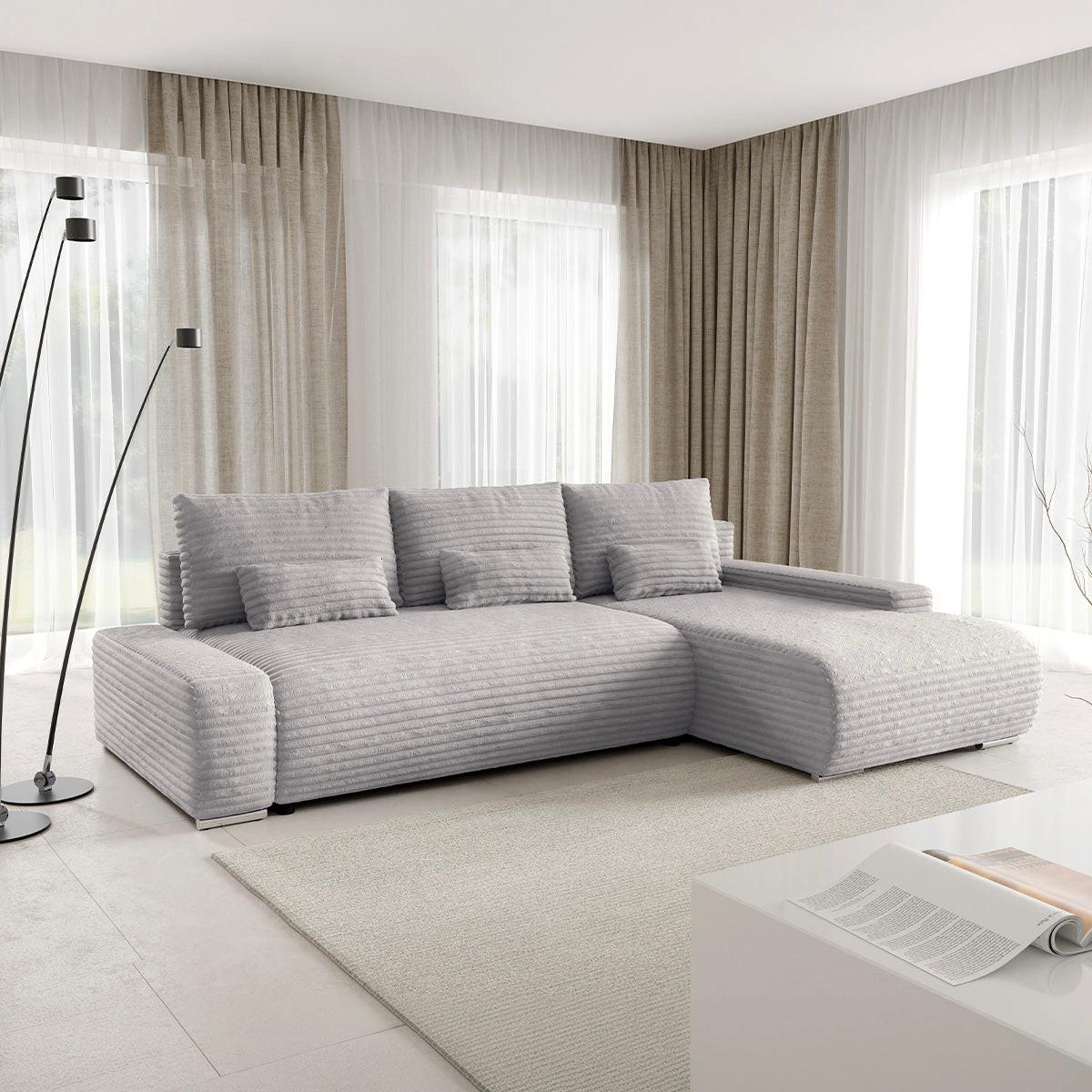 ECKSOFA Ivana 3 Sitzplätze Hellgrau - Hellgrau, Holz (265/172cm) - Petits-meubles