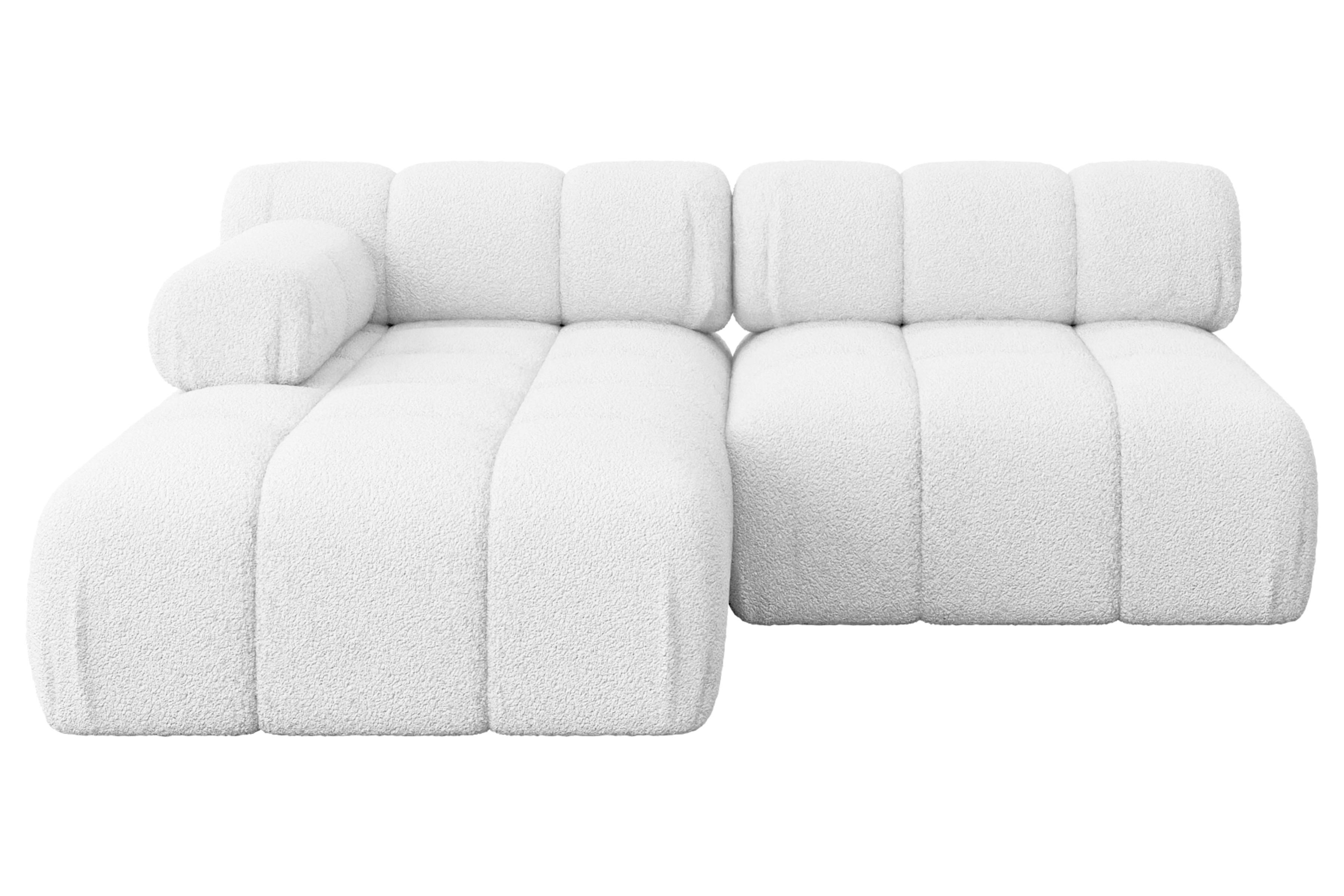 ECKSOFA modulares Sofa Razon-L1 - 190x160x70 cm Weiß Bouclé - Weiß, Holzwerkstoff/Textil (190/160cm) - ALTDECOR