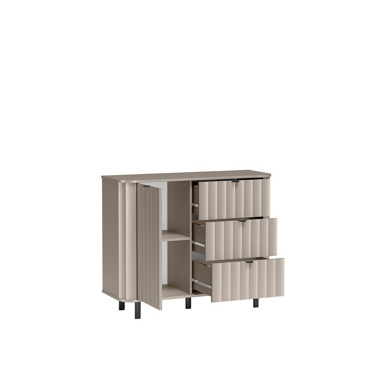 KOMMODE MODERNO 111/91/40,5cm mit 3 Schubladen 1 Türen Beige - Beige, Holzwerkstoff (111/91/40.5cm) - MASSENO