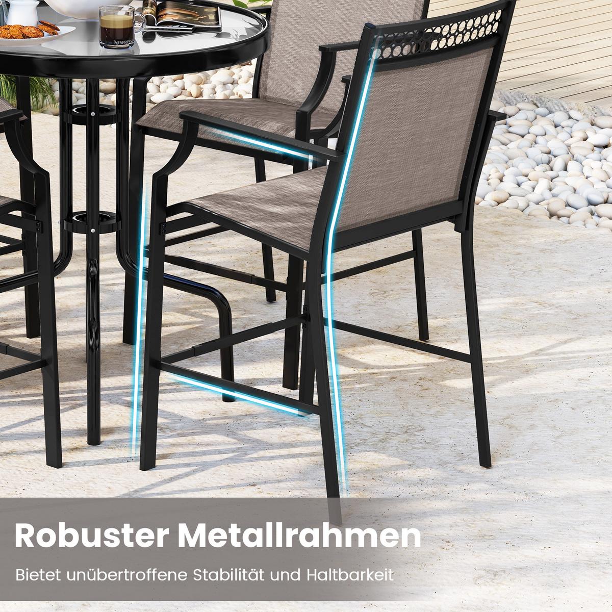 GARTENSTÜHLE Kaffee(2er-Set) - Braun, Metall (66/114/62cm) - COSTWAY