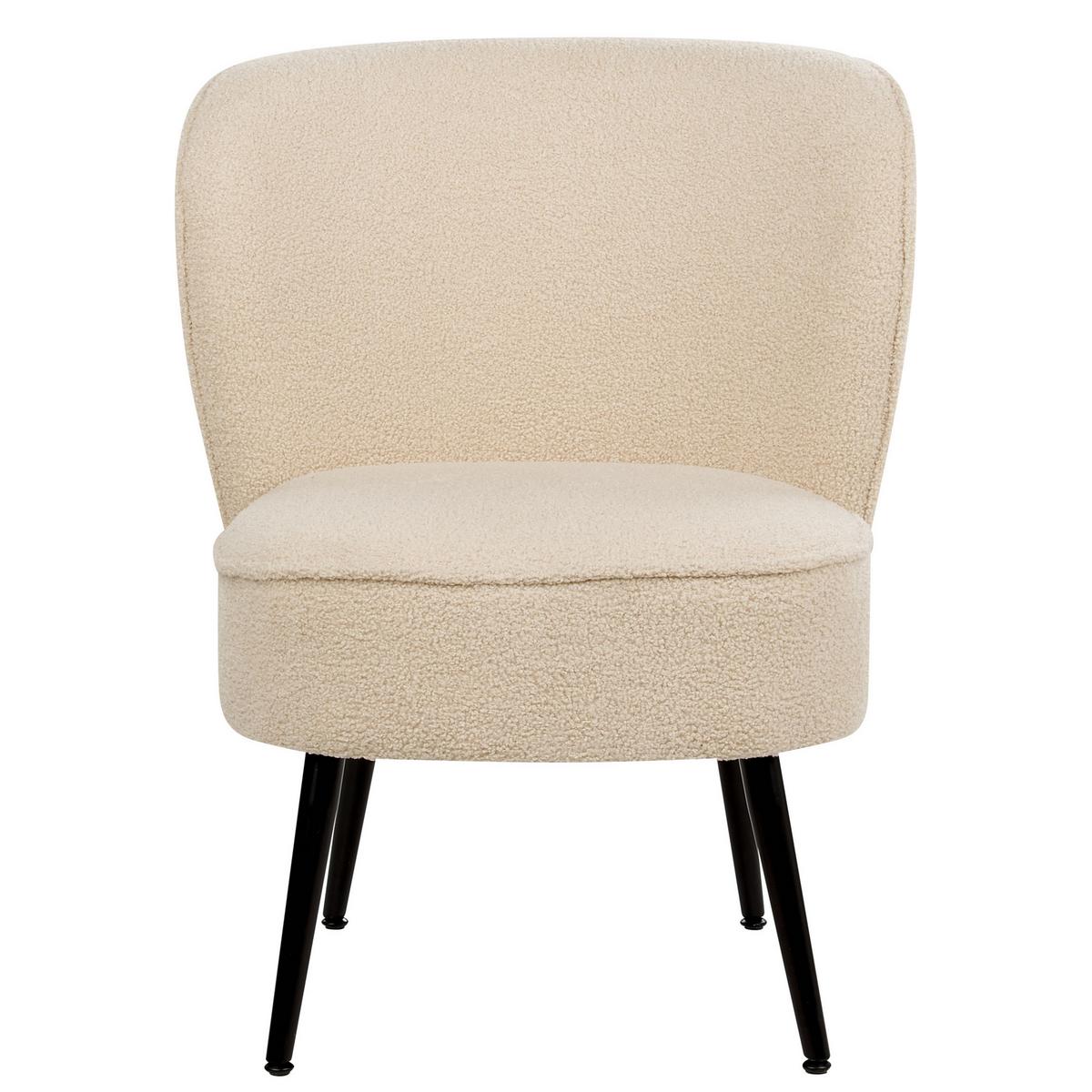 SESSEL Bouclé Helles Beige Voss - Beige/Schwarz, Textil (60/76/52cm) - Beliani
