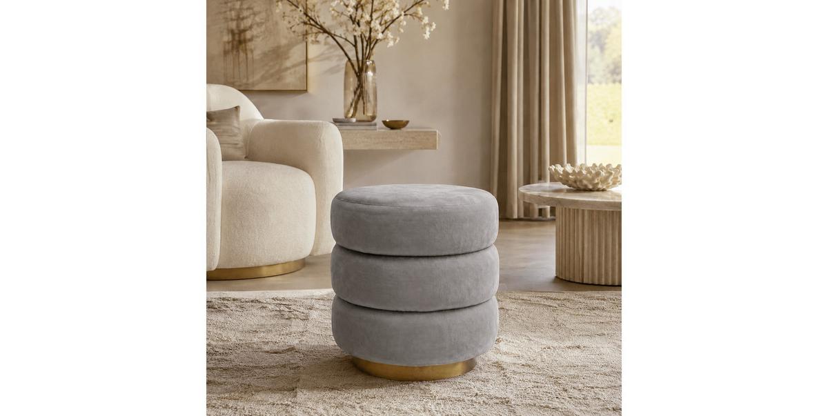 HOCKER LUCIA 38/38/42 cm Grau - Goldfarben/Grau, Textil/Metall (38/42/38cm) - Lookway