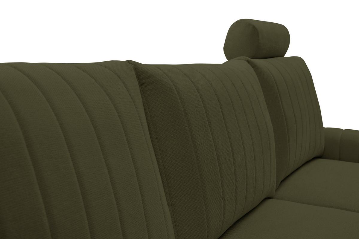 ECKSOFA VERONA R-S Grün Geflochtener Stoff mit Schlaffunktion - Grün, Holz (251/164cm) - MASSENO