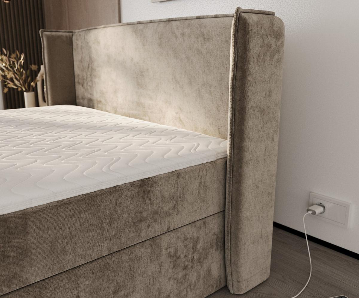 BOXBETT Viva 160/200 cm Beige im Lotta Stoff - Beige/Schwarz, Holz/Holzwerkstoff (160/200cm) - AltaBeds