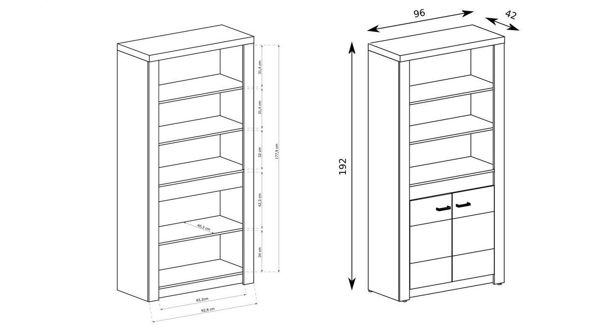 BÜCHERREGALE ZERI 96 / 192 / 42 cm Braun - Braun, Holzwerkstoff (96/192/42cm) - MASSENO