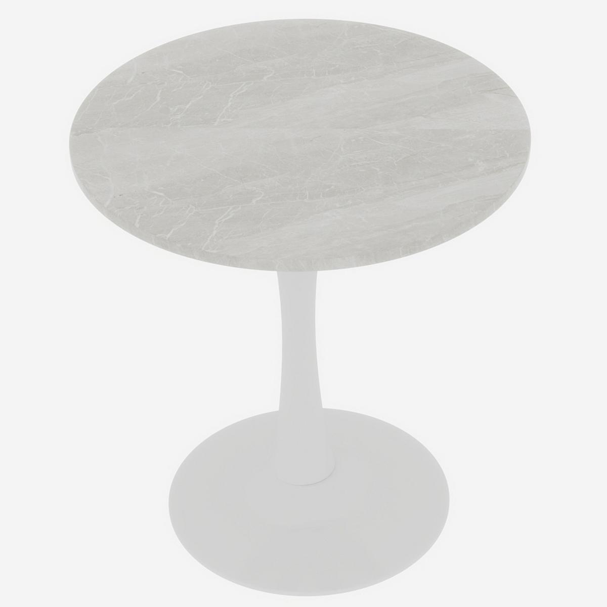ESSZIMMERTISCH marmor-optik weiß – runder säulentisch für 2-4 personen - Weiß, Holzwerkstoff (70/70/72cm) - Urban Meuble