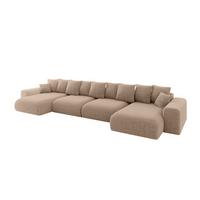 WOHNLANDSCHAFT mit Schlaffunktion ESKAR-U2-464x176x72cm Dunkelbeige - Sahara, Holzwerkstoff/Kunststoff (176/72/464cm) - ALTDECOR