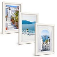 BILDER SET 3er Set - 20x30 cm Weißer Rahmen - Weiße Treppenpflanzen Seetor - Weiß, Kunststoff (20/30cm) - TULUP