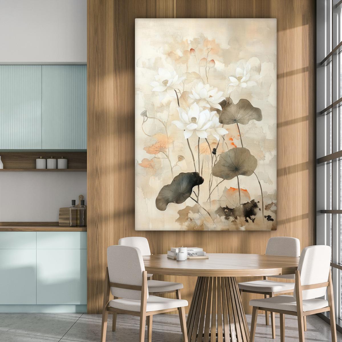 LEINWANDBILD Blumen - Japandi - Wabi sabi Deko Groß 90x140 cm - Sandfarben, Textil (90/140cm) - MuchoWow