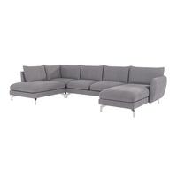 WOHNLANDSCHAFT Elou Grau Luxusmicrofaser - Chromfarben/Grau, Textil/Metall (336/87/200cm) - S-Style Möbel