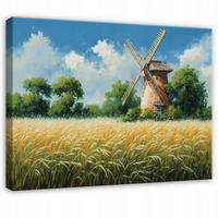 LEINWANDBILD Wiese Blumen Beige 60x40 cm - Multicolor, Holzwerkstoff (60/40cm) - Wallarena