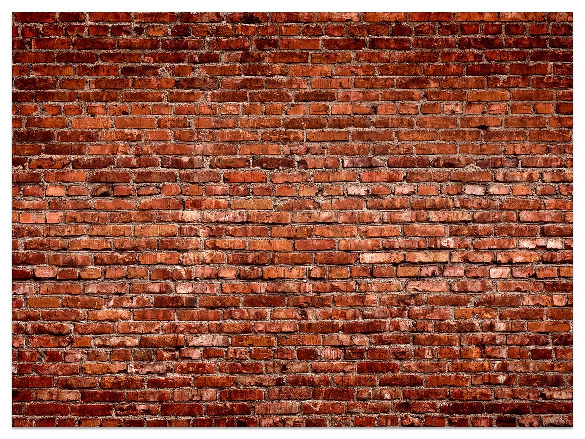 FOTOTAPETE für Wohnzimmer Alte Rote Ziegelwand Rustikal 350x256 - Rot/Orange, Papier (350/256cm) - Muralo