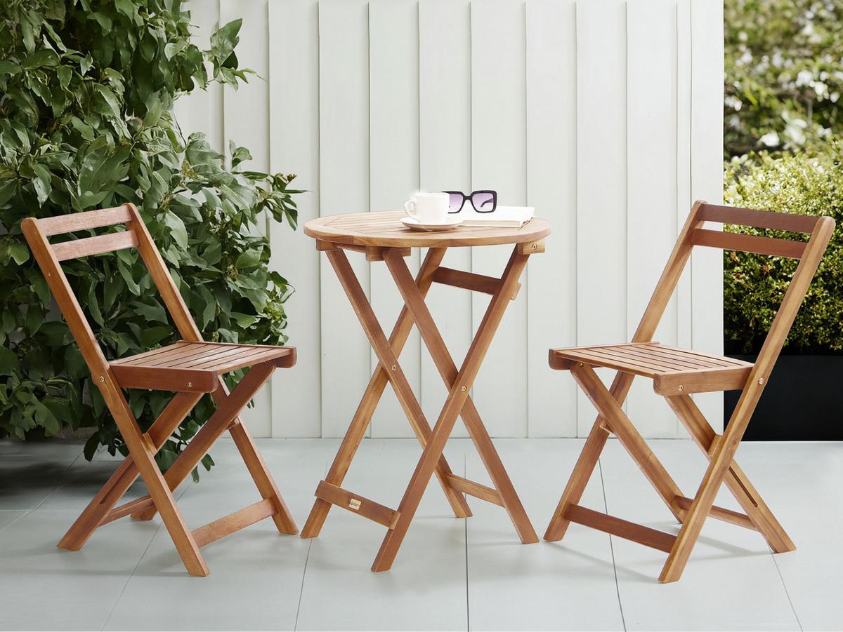 BISTRO-SET klappbar Akazienholz Braun Sacile - Braun, Holz - Beliani