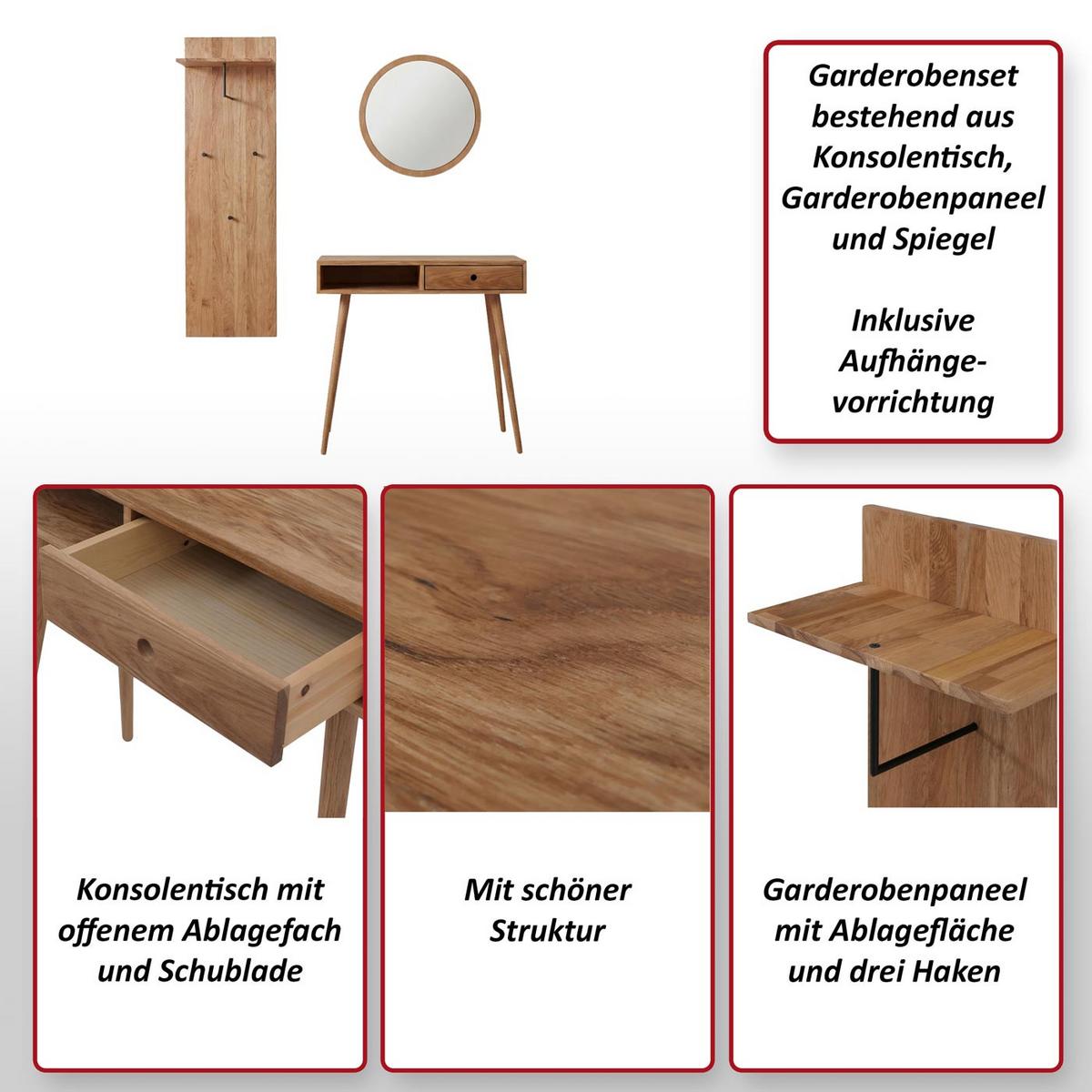 GARDEROBENSET Eiche Dekor 3er-Set - Eiche Wotan, Holz (80/80/34cm) - MCW