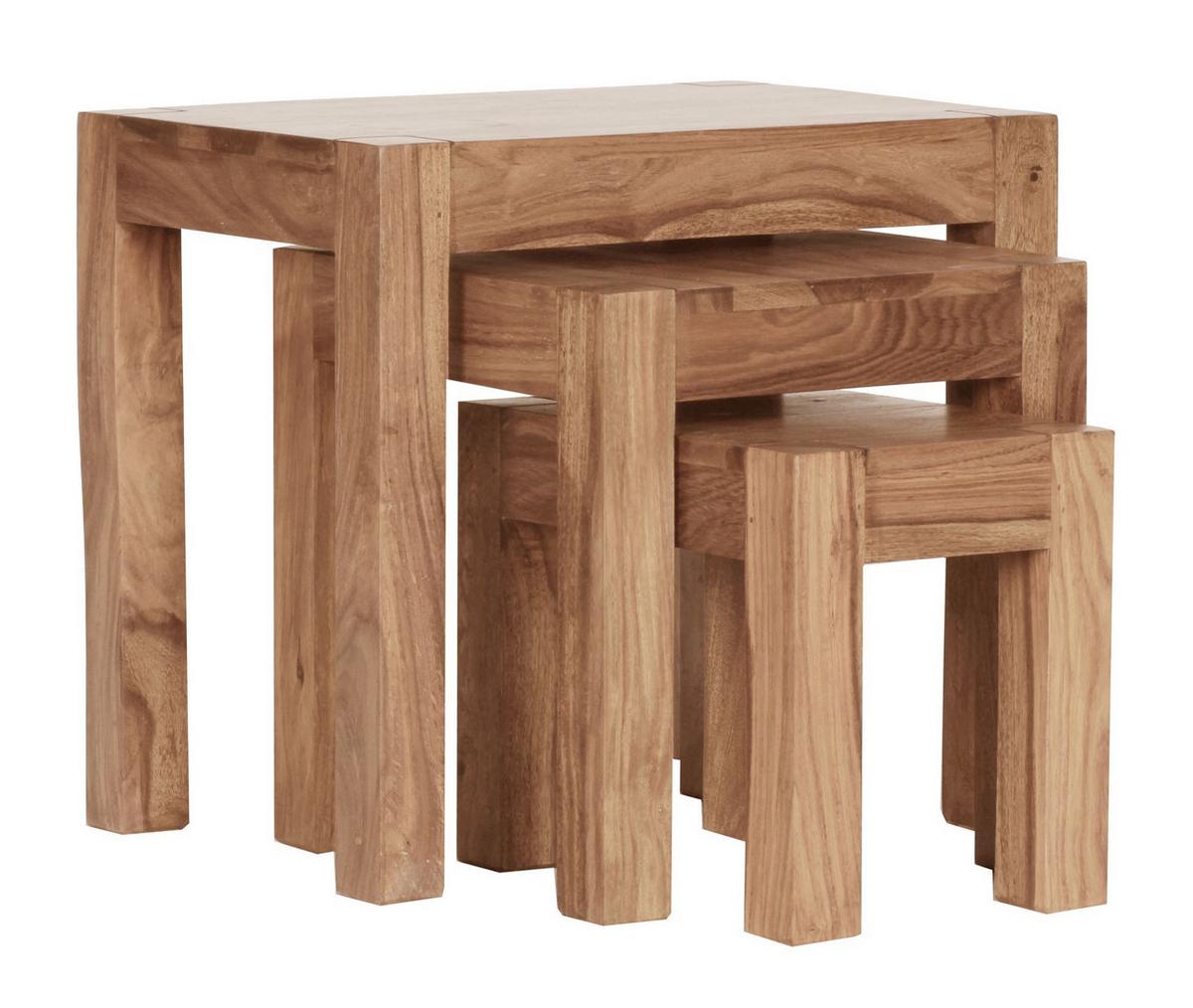 BEISTELLTISCH 3er Set Massivholz Landhausstil MUMBAI, Akazie 36x50x45 cm - Akaziefarben, Holz (50/36/45cm) - KADIMA DESIGN