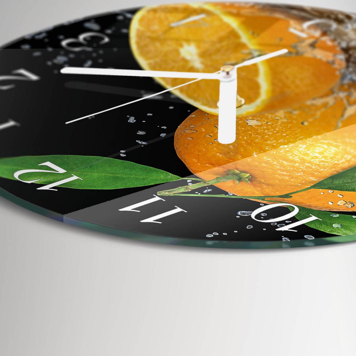 WANDUHR aus Glas Ø30 cm - Orangen - Orange, Glas (30/30/0.4cm) - TULUP