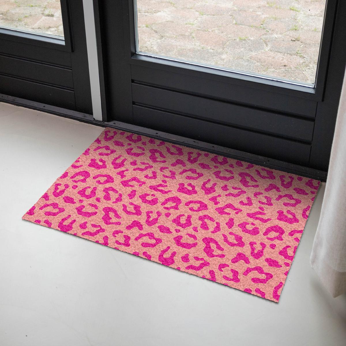 FUSSMATTE Pantherdruck - Rosa - Tierdruck - Minimalistisch Sauberlaufmatte 90x60 cm - Pink, Kunststoff (90/60cm) - MuchoWow