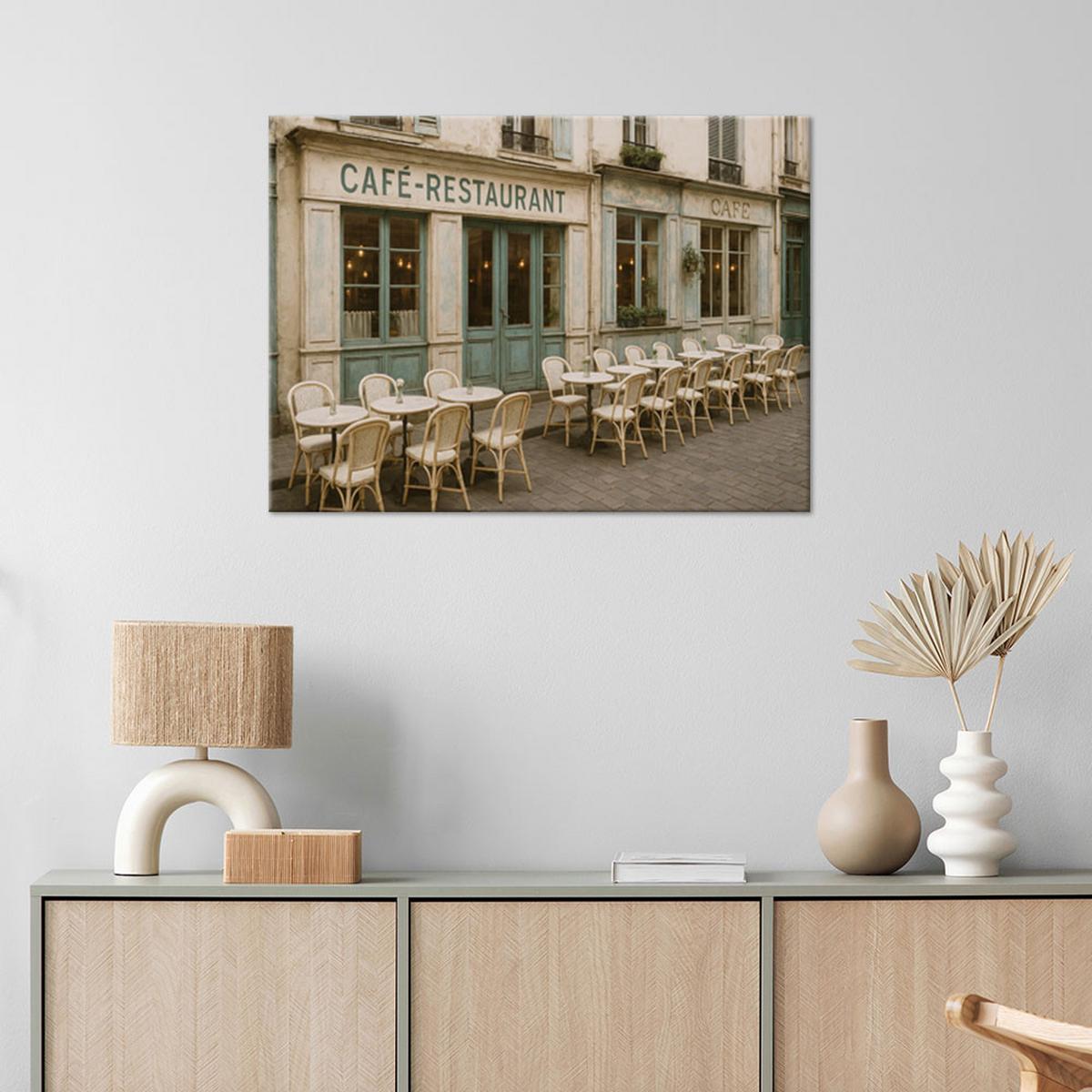 LEINWANDBILD Paris Restaurant Café 60x40cm - Beige, Textil (60/40cm) - Feeby