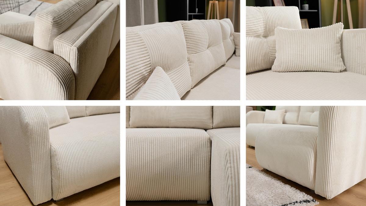 ECKSOFA Viena Cord, Seite: Rechts - Silberfarben/Grau, Holz/Kunststoff (234/145cm) - MIRJAN24