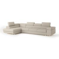 ECKSOFA VICENTE Beige Boucle-Stoff mit Schlaffunktion - Beige, Holz (346/202cm) - MASSENO