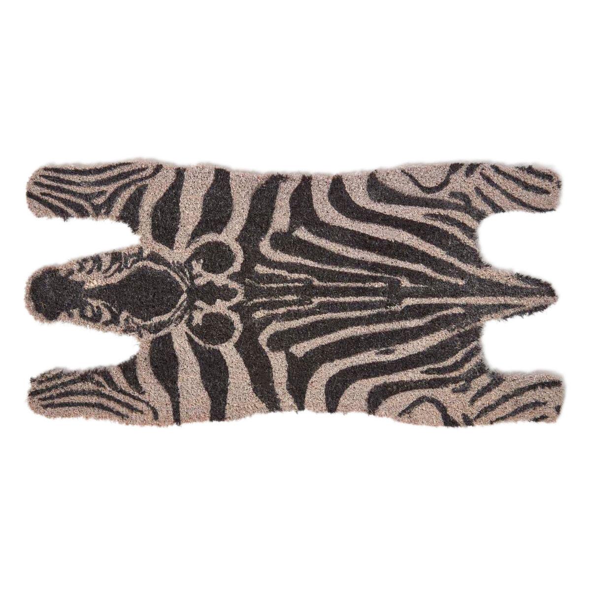 FUSSMATTE Zebra, Kokos 38/75 cm - Schwarz, Naturmaterialien (38/75cm) - Homescapes