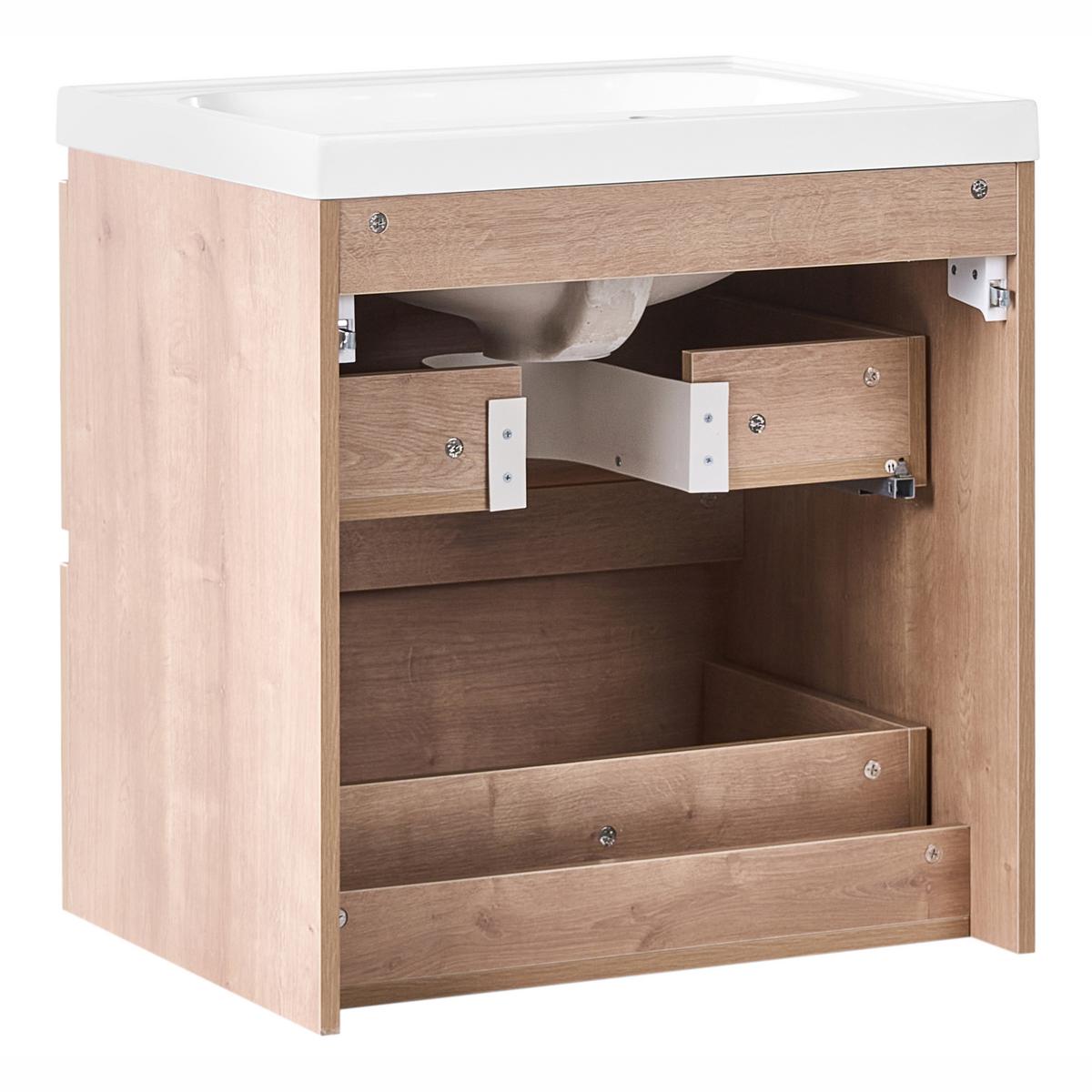 WASCHBECKENUNTERSCHRANK wandmontiertk mit Waschbecken Hellbraun Lagoa - Hellbraun, Holzwerkstoff (60/60/50cm) - Beliani