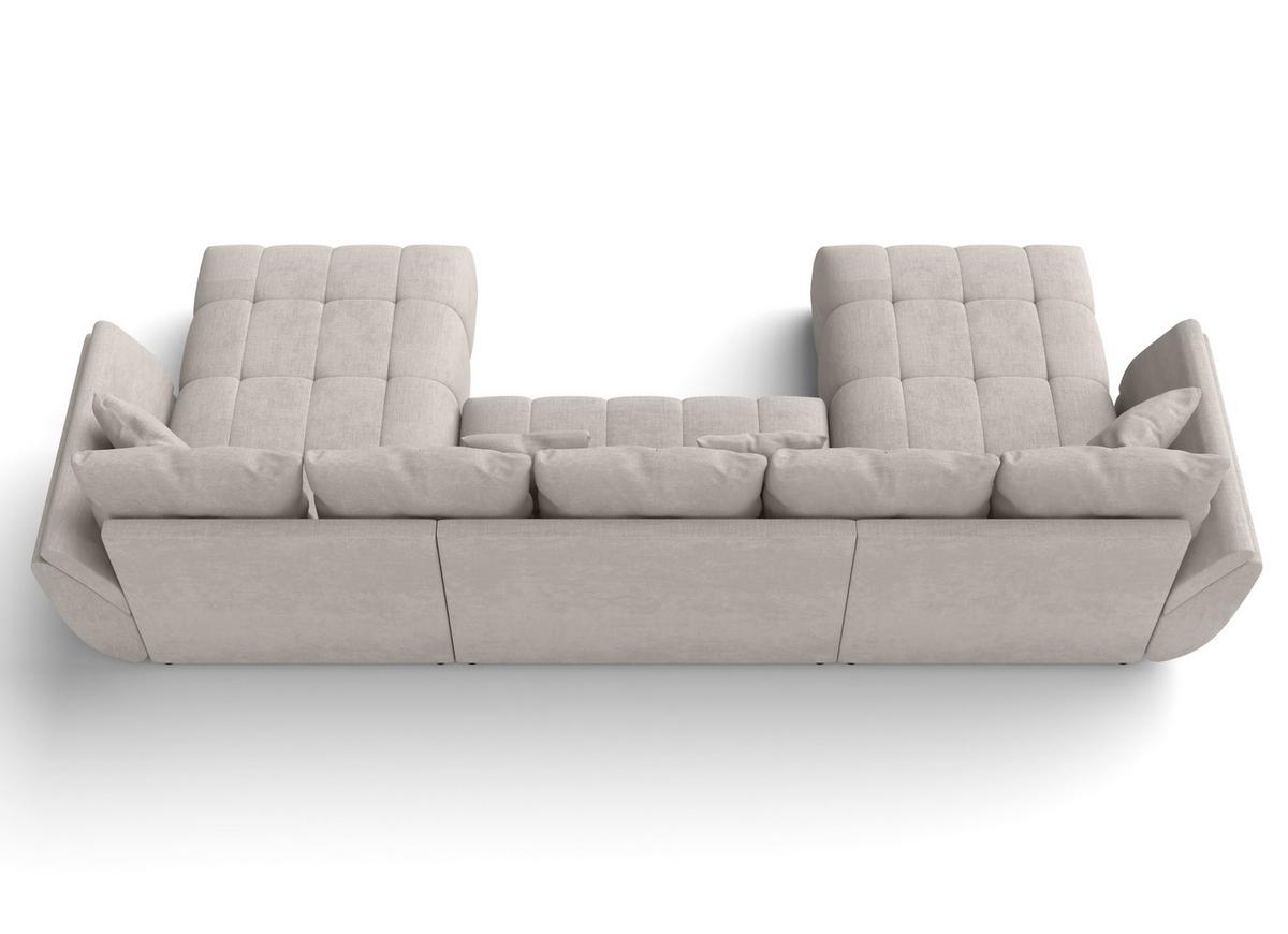 WOHNLANDSCHAFT Antalya Beige 382/190/91 cm – Sofa mit Bettfunktion - Beige/Schwarz, Kunststoff/Textil (382/91/190cm) - AX Living