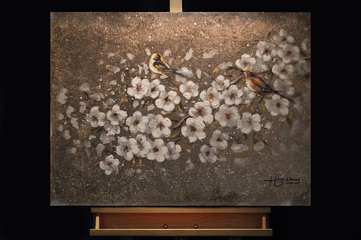ACRYLBILD HANDGEMALT 80/60 cm - Weiß, Holz/Textil (80/60cm) - KUNSTLOFT