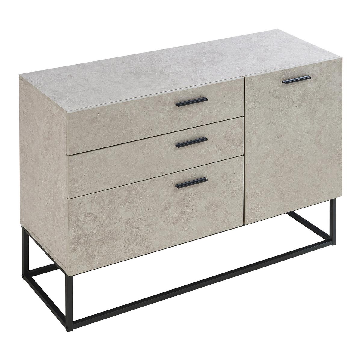 SIDEBOARD Lavangen - Schwarz/Grau, Holzwerkstoff/Metall (100/75/35cm) - [en.casa]