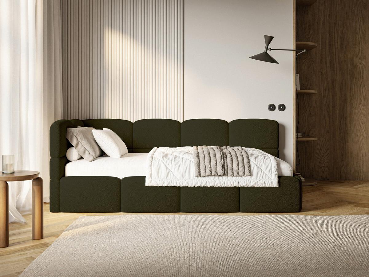 JUGENDBETT Cloudy Olivgrün 120 cm, Bouclé - Schwarz/Olivgrün, Kunststoff/Textil (120/200cm) - Selsey
