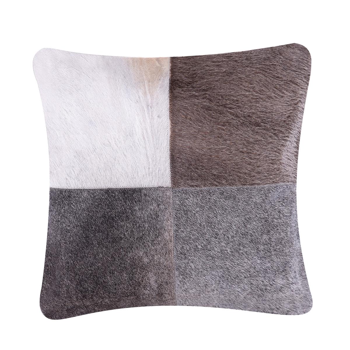DEKOKISSEN 2er-Set Dunkelgrau 45/45 cm Nellad - Dunkelgrau, Leder (45/45cm) - Beliani