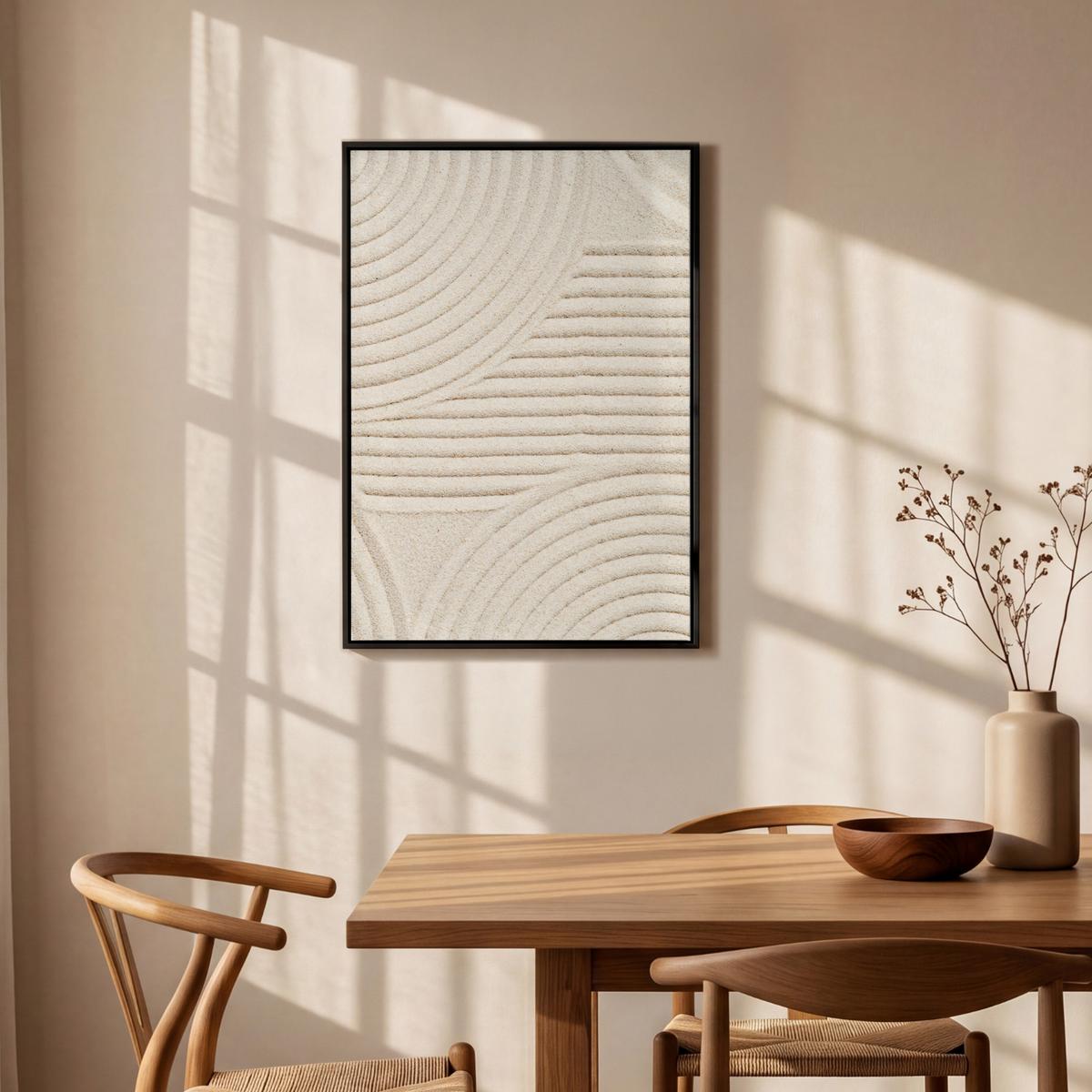 LEINWAND Bilder mit Rahmen - Muster - Abstrakt - Weiß - 60x90 - Beige, Textil (60/90cm) - MuchoWow