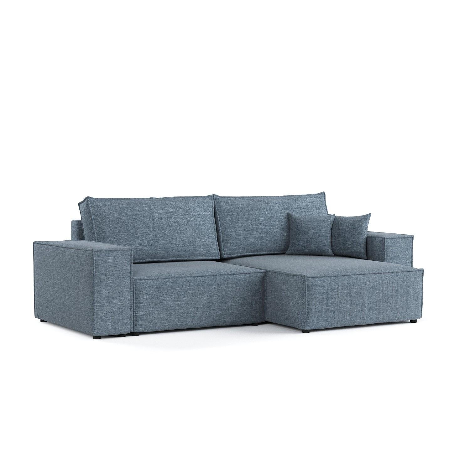 ECKSOFA CAVO mit Schlaffunktion Blaugrau im City Stoff - Blaugrau/Schwarz, Holz/Holzwerkstoff (255/148cm) - AltaBeds