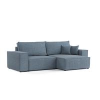 ECKSOFA CAVO mit Schlaffunktion Blaugrau im City Stoff - Blaugrau/Schwarz, Holz/Holzwerkstoff (255/148cm) - AltaBeds
