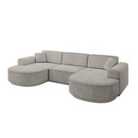 WOHNLANDSCHAFT MARI-U1-v3 - 303x171x83 cm Hellbraun Velours - Hellbraun/Schwarz, Holzwerkstoff/Kunststoff (303/83/171cm) - ALTDECOR