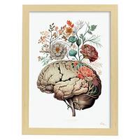 POSTER Anatomie Gehirn A3 Rahmen Aus Hellem Holz - Beige, Papier (29.7/5/42cm) - Nacnic