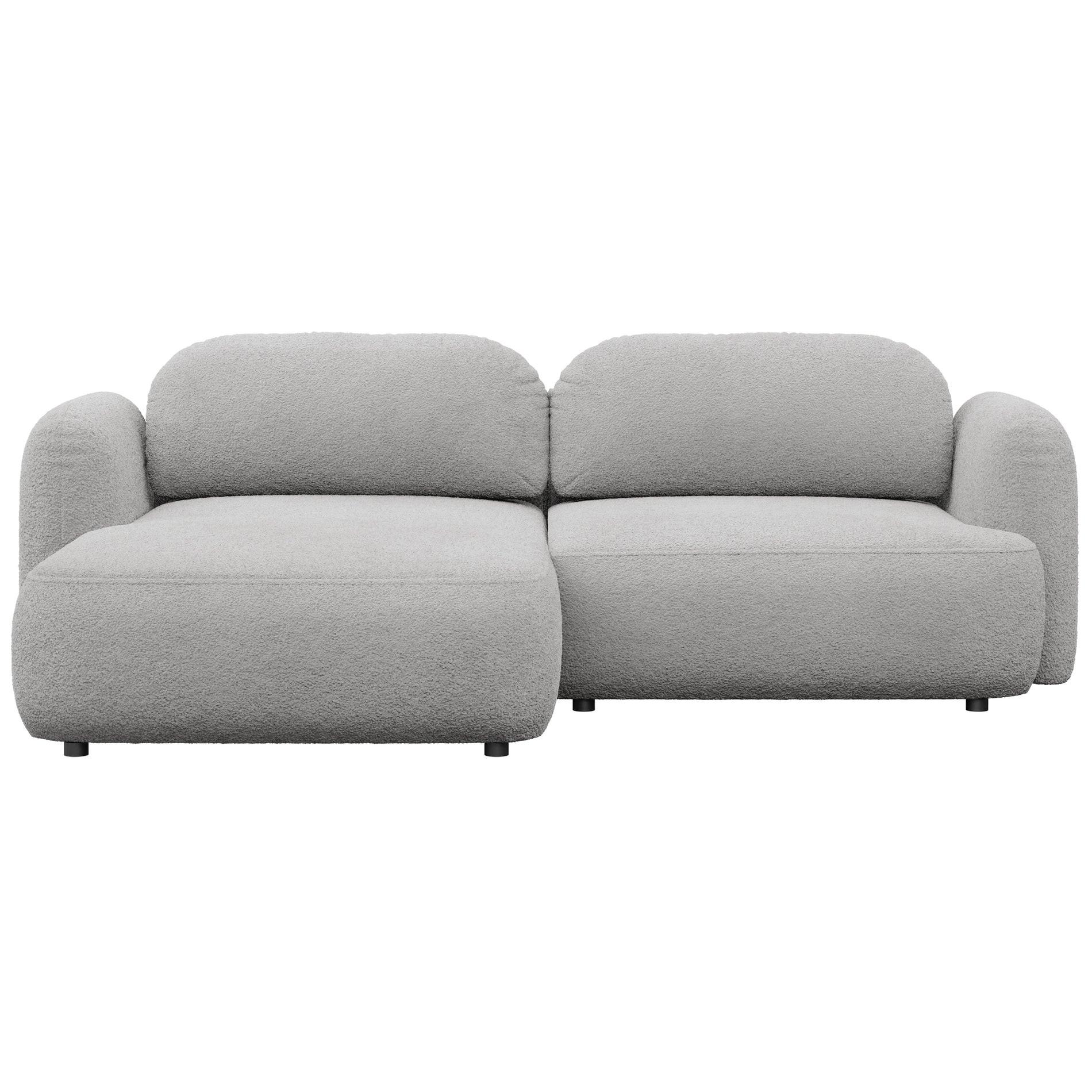ECKSOFA Tvoya Hellgrau Bouclé - Hellgrau/Schwarz, Kunststoff/Textil (267/175cm) - Selsey