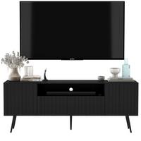 TV-SCHRANK Elpis Schwarz Matt mit Metallbeine Glamour 150 cm - Schwarz, Holzwerkstoff/Metall (150/60.5/36.5cm) - Meble Lindner