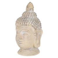 BUDDHA KOPF STATUE 55 cm Beige/Grau aus Polyresin - Beige, Kunststoff (30/55/30cm) - ECD-Germany
