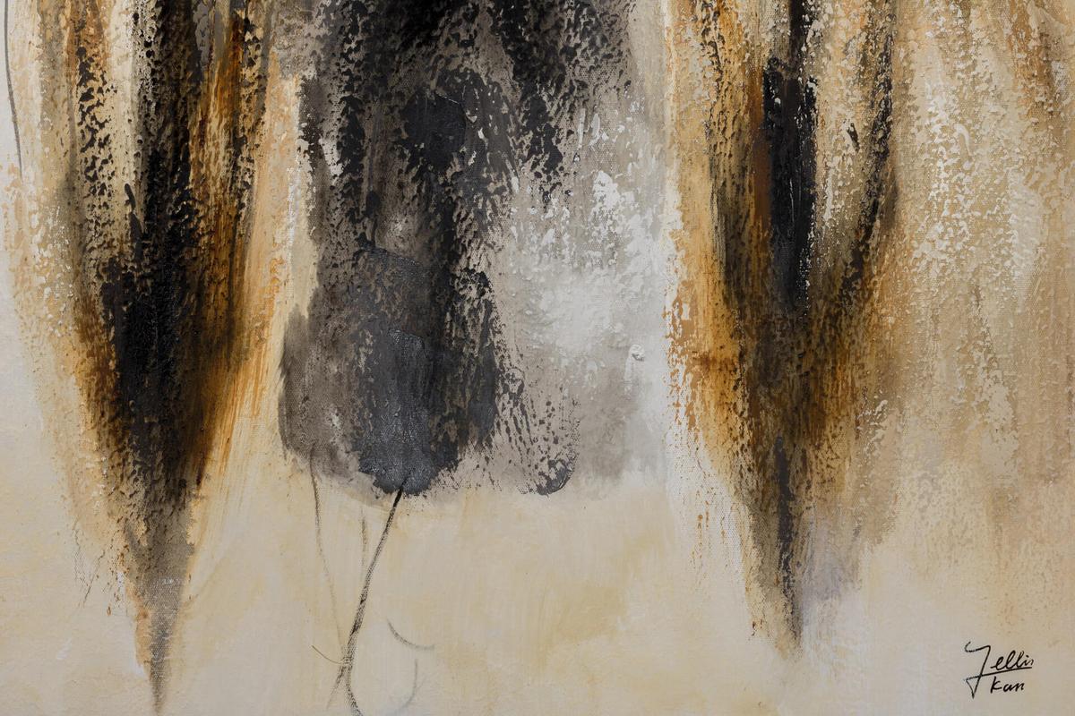 ACRYLBILD HANDGEMALT 60/90 cm - Beige/Braun, Holz/Textil (60/90cm) - KUNSTLOFT