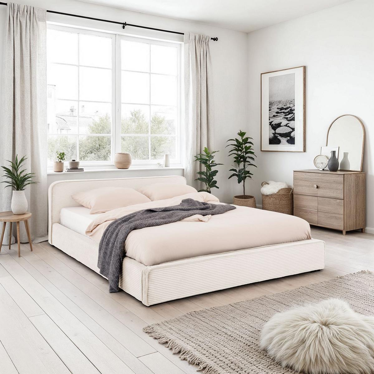 POLSTERBETT CURSIO 140X200 CM - Creme, Textil (140/200cm) - IDIMEX
