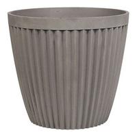 BLUMENTOPF taupe rund 36/36/33 cm Poka - Grau, Stein (33cm) - Beliani