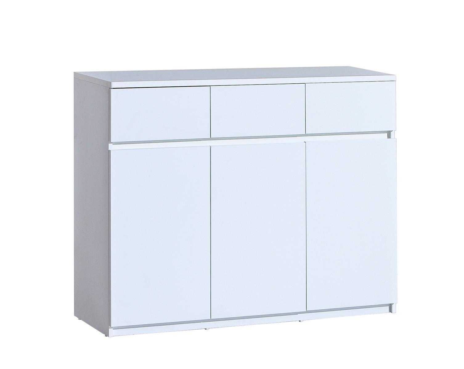 KOMMODE KRYOS 120/94/40cm mit 3 Schubladen 3 Türen Weiß - Weiß, Holzwerkstoff (120/94/40cm) - MASSENO